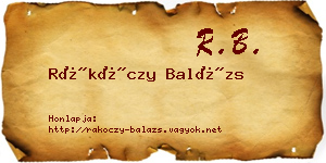 Rákóczy Balázs névjegykártya